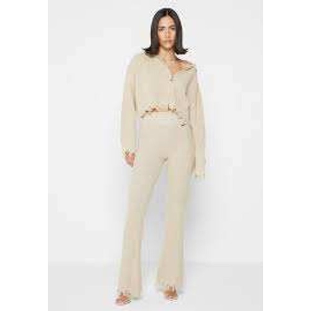 Maniere De Voir Women's Beige Distressed Chunky Knit Fit & Flare Leggings Size S